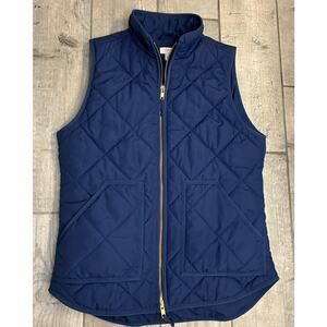 J.Crew Factory Navy Quilted Excursion Puffer Vest Gold Zip Women’s XS